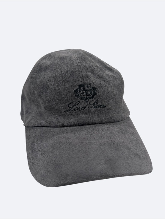 Loro Piana Accessories - Loro Piana Charcoal Gray Suede Baseball Cap with Embroidered Crest
